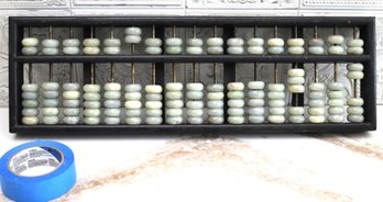 Amazing Large Vintage Chinese Hardwood Abacus With Jade Pieces