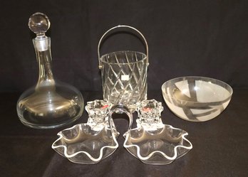 Home Goods Includes Glass Decanter, Mikasa, Sparkling Star Lucite Serving Dish With Handle And More.