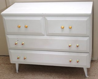 Vintage Chest Painted White With Custom Porcelain Handles