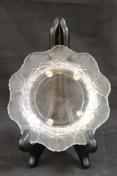 Lalique France Hon Fleur Geranium Frosted Floral Dish