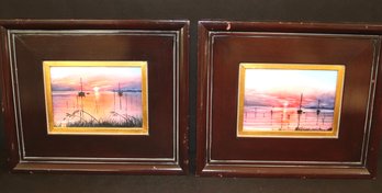 Vintage Sunrise/sunset Paintings On Panel