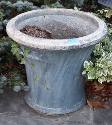 Large Cast Cement Garden Planter With A Patinated Finish Measures Approximately 22 Diameter X 20 Tall.