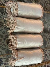 Set Of 4 Fancy Decorative Bolster Pillows With Tassels