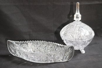 Cut Crystal/ Glass Includes A Covered Candy Dish