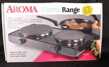 Aroma Electric Range New In Box, Durable Cast Iron 6  And 7  Heating Elements, Easy To Clean