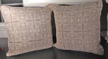 Pair Of Square Custom Pillows With Zippers. - Polyester Fiberfill - Pillows Are A 20 In. Square.