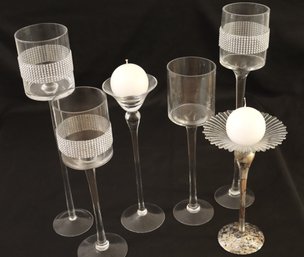 Decorative Glass Candle Holders Ranging In Size