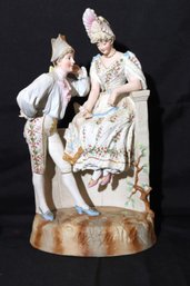 Large Vintage Ceramic Sculpture Of Courting Lovers