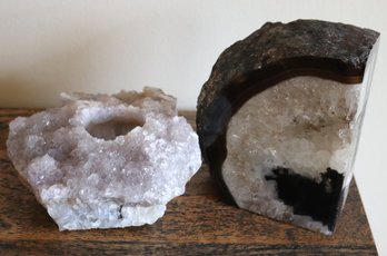 Quartz And Agate Bookends