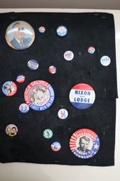 Vintage Collection Of Political Pinbacks & Buttons, LBJ, Nixon, Robert F Kennedy, Willkie, Brooklyn Dodger