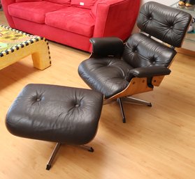 Vintage MCM Lounge Chair And Ottoman In The Style Of Eames/Selig