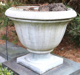 Large Outdoor Greenwich Cement Garden Urn Measures Approximately 26 X 23 Inches Tall