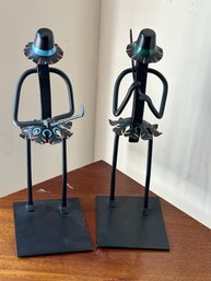 Pair Of Spike Art Pro Line Golf Sculptures With Painted Details