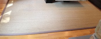 Vintage Natural Sisal Area Rug With Brown Edge Banding In Very Good Condition