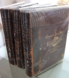 Three Antique Books Of Political Works By Longfellow, Illustrated With Leather Covers And Gold Edging.