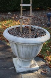 Large Outdoor Greenwich Cement Garden Urn Approx. 26 X 23 Inches