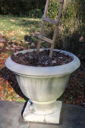 Large Outdoor Greenwich Cement Garden Urn Approx. 26 X 23 Inches