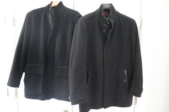Two Mens Wool Winter Jackets, Cole, Haan And Andrew Marc Both Size M