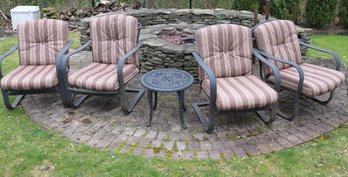 Set Of 4 Wrought Aluminum Outdoor Chairs With Cushions
