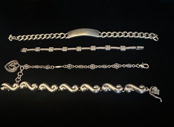 Sterling Silver Assortment Of 4 Very Different Bracelets