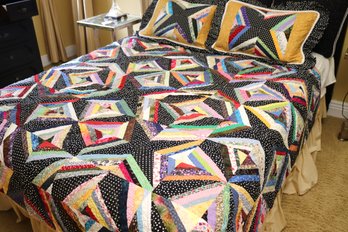 Handmade/ Stitched Full Size Star Pattern Quilt Includes 2 Shams/ Finished On Both Sides As Pictured