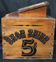 Vintage Pegged Wood Shoe Shine Box.