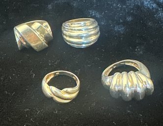 Sterling Silver Assortment Of 4 Modern Style Abstract Rings