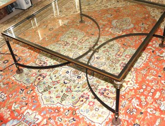 Vintage Regency Style Square Glass Coffee Table