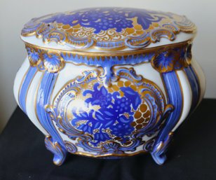 Rosenthal Selb Bavaria Lidded Box With Gold And Blue Floral Motif.