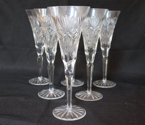Set Of 6 Waterford Crystal Millennium Series Champagne Flutesin The Prosperity Pattern
