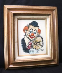 Clown Etching By Artist K. Chin In The Style Of Artini