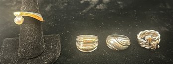 14k YG/ Sterling Silver Assortment Of 4 Rings