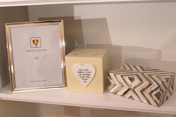 The Daniels Collection 8x10 Picture Frame, Inlaid Shell Box By Kravet Inc. And Lifes Truest Box From East Of