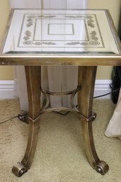 Mirrored Glass Side Table With An Antiqued Gilded Finish