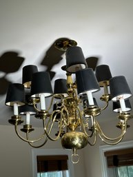 Colonial Style Brass Chandelier With 12 Arms Measures Approximately 24 Inches X 20 Inches