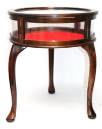 Vintage Wood/Glass Shadow Box Table With A Felt Liner, Great For Displaying Your Collectibles