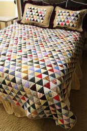 Handmade Queen Size Hunters Star Pattern Quilt Including 2 Matching Shams