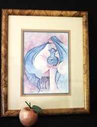 The Wedding Jar By Mullan Signed On Plate Offset Lithograph Includes A Polished Marble Apple Paperweight