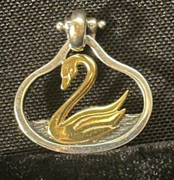 18K YG/ Sterling Silver Swan Pendant