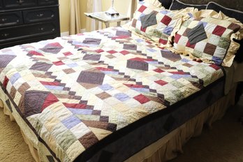 Handmade Queen Size Pattern Quilt Including 2 Matching Shams