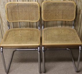 2 Vintage Chairs With Cane Detailing