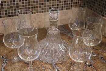 Glass Decanter And Fine Wine Glasses Made In France