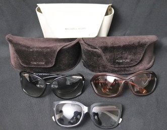 Three Pairs Of Ladies Designer Sunglasses With Tom Ford Raquel, TF 120, And  Michael Kors 6016,