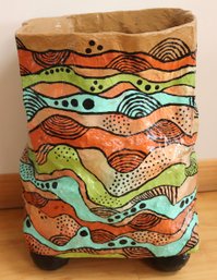 Handcrafted/painted Papier Mch Waste Basket Sculpture