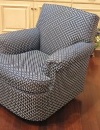 Furniture Masters Swivel Arm Chair With Custom Textured Blue Linen Fabric, Very Comfortable Chair