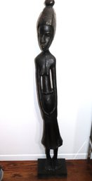 Tall Carved Wood African Sculpture Of Traditional Woman
