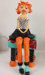 Handcrafted/painted Papier Mch Character Doll & Bench