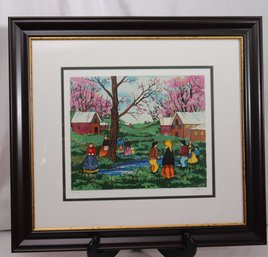 Signed Limited Edition, Serigraph Of Eastern European Folks In A Country Glen,