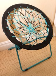 Fun Folding Teal And Black Round Bungee Chair