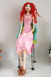 Handcrafted/painted Papier Mache Character Doll And Chair